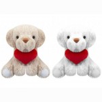 Pliušinis žaislas COFFEE AND CREAM PUPPY WITH LOVE HEART 15 cm 2 rūšys