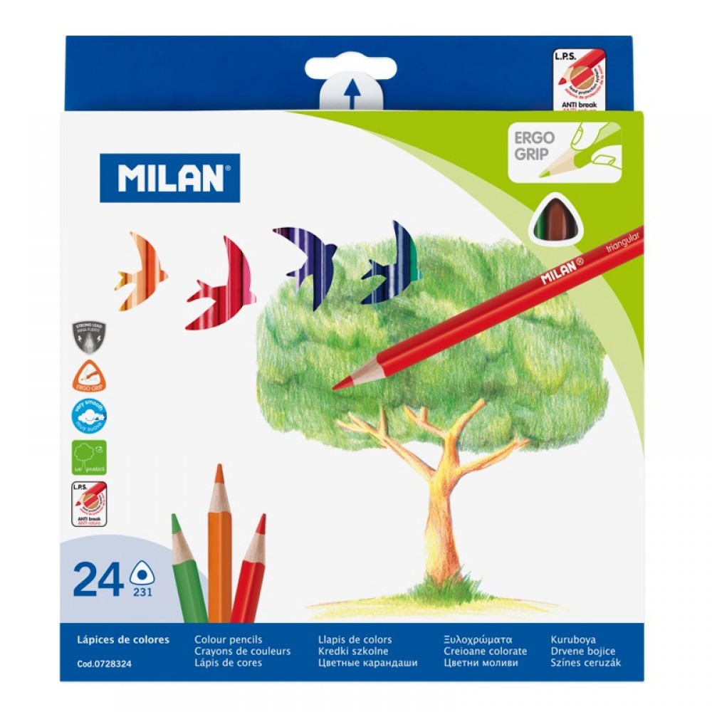 Pieštukai 24sp tribriauniai 0728324 MILAN/12 Pieštukai 24sp tribriauniai 0728324 MILAN/12