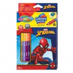 Spalvoti pieštukai Spider-Man, dvipusiai 12=24 spalvų, su drožtuku