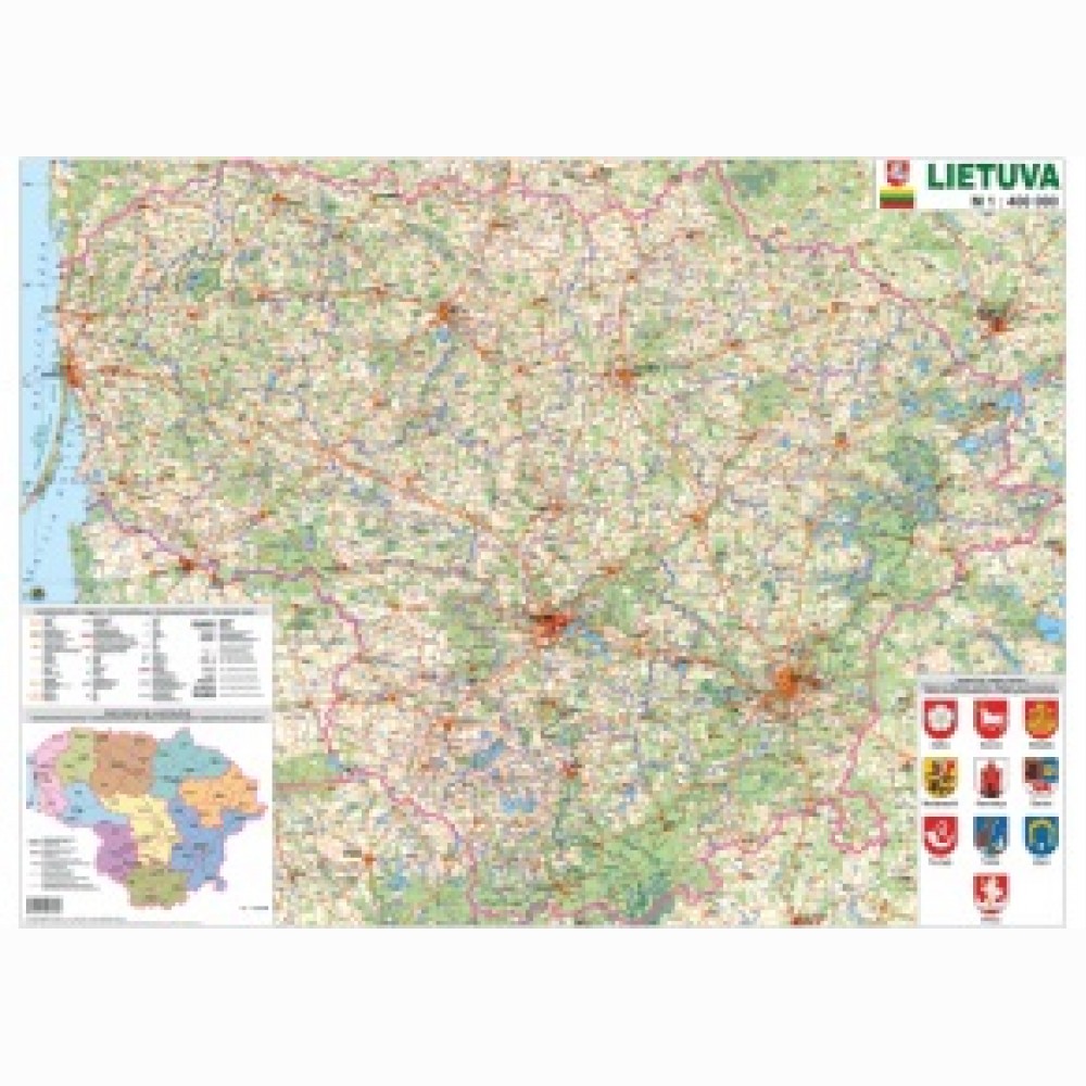 Lietuva. Žemėlapis, 1:400 000, 97x72 cm