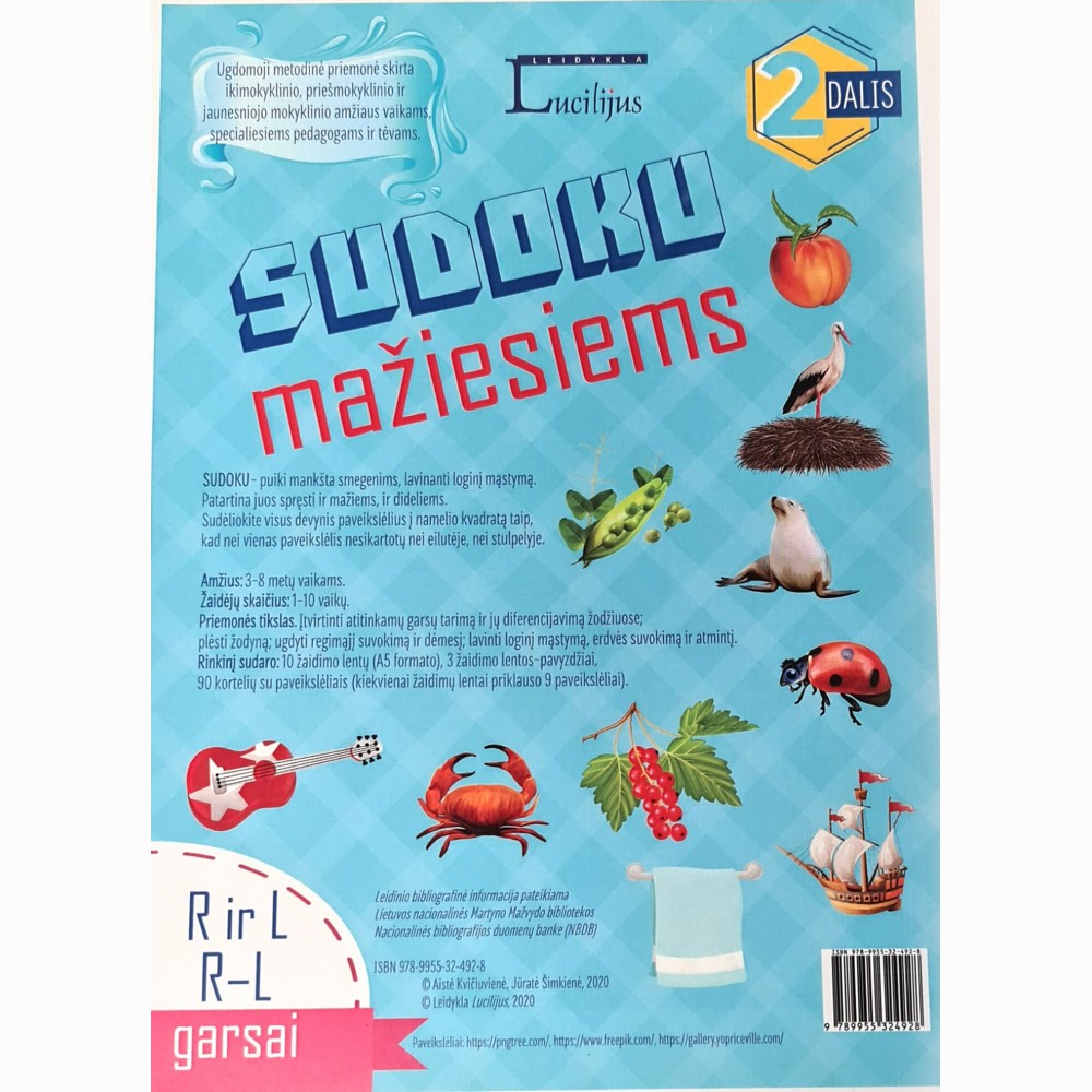SUDOKU mažiesiems. R ir L, R–L  garsai, 2 dalis