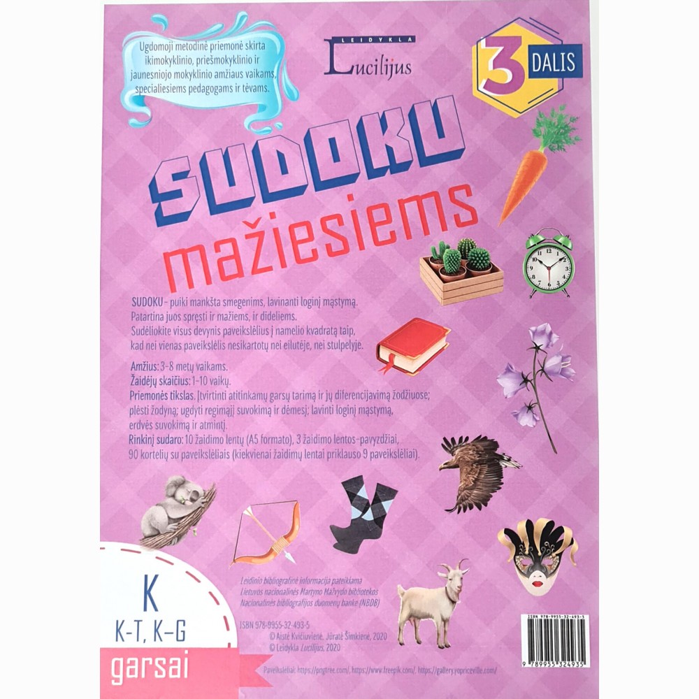 SUDOKU mažiesiems. K, K-T, K–G garsai, 3 dalis SUDOKU mažiesiems. K, K-T, K–G garsai, 3 dalis