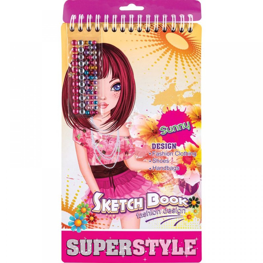 Eskizų knygelė 14.0x24.0cm su trafaretu ir lipdukais 36sh.