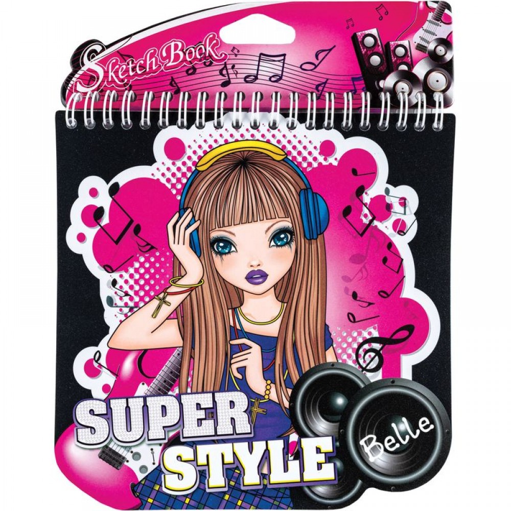 Eskizų knygelė 18,5x18,5 cm su trafaretu ir lipdukais 24 val.