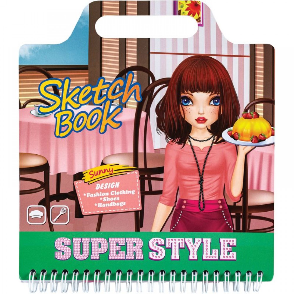 Eskizų knygelė 20x22cm su trafaretu ir lipdukais 36sh.