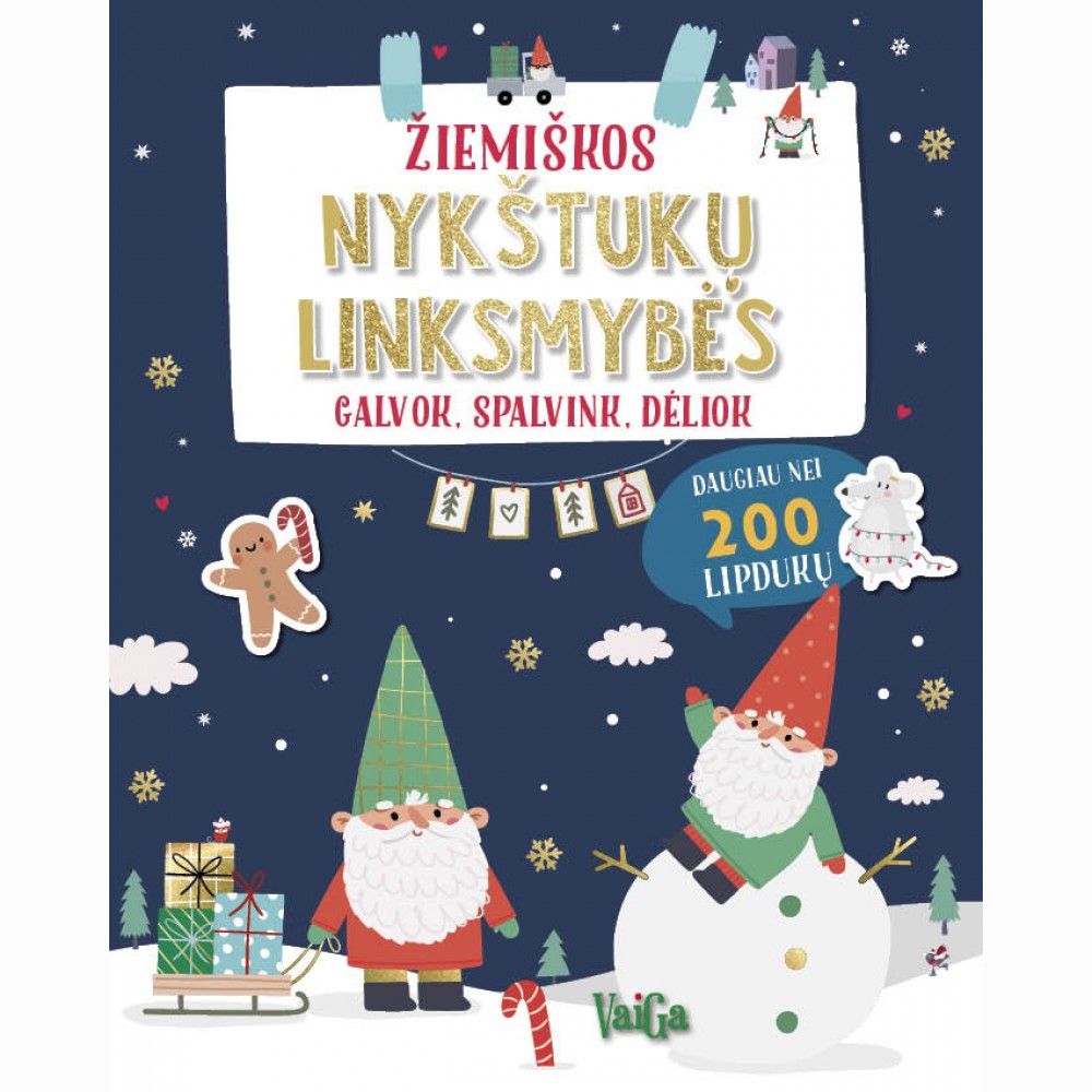 Žiemiškos nykštukų linksmybės. Daugiau nei 200 lipdukų