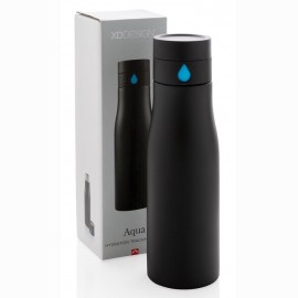 Gertuvė XD XCLUSIVE, 650ml, nerūdijančio plieno korpusas, fiksuojanti išgerto vandens kiekį, juodos