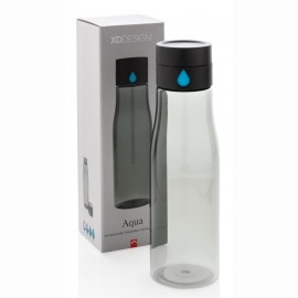 Gertuvė XD XCLUSIVE, 600ml, fiksuojanti išgerto vandens kiekį, permatomas juodos sp. tritano plastik