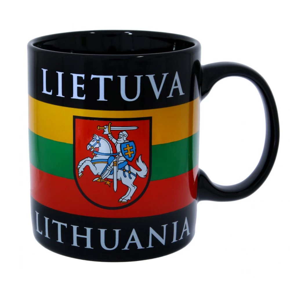 Juodas porcelianinis puodelis Lietuva- Lithuania, vėliava ir Vytis, 340 ml. Su dėžute Juodas porcelianinis puodelis Lietuva- Lithuania, vėliava ir Vytis, 340 ml. Su dėžute