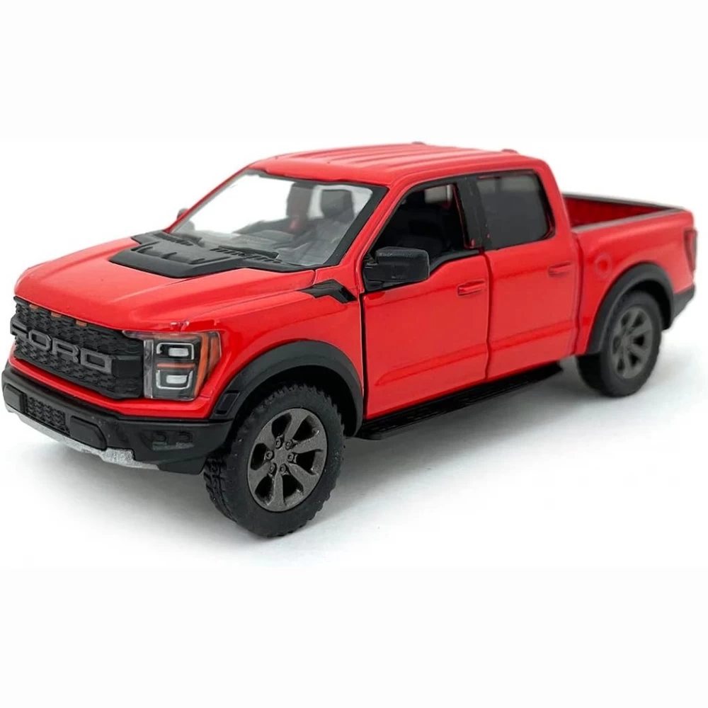 KiNSMART automobilis, 2022 Ford F-150 Raptor, raudonas KiNSMART automobilis, 2022 Ford F-150 Raptor, raudonas