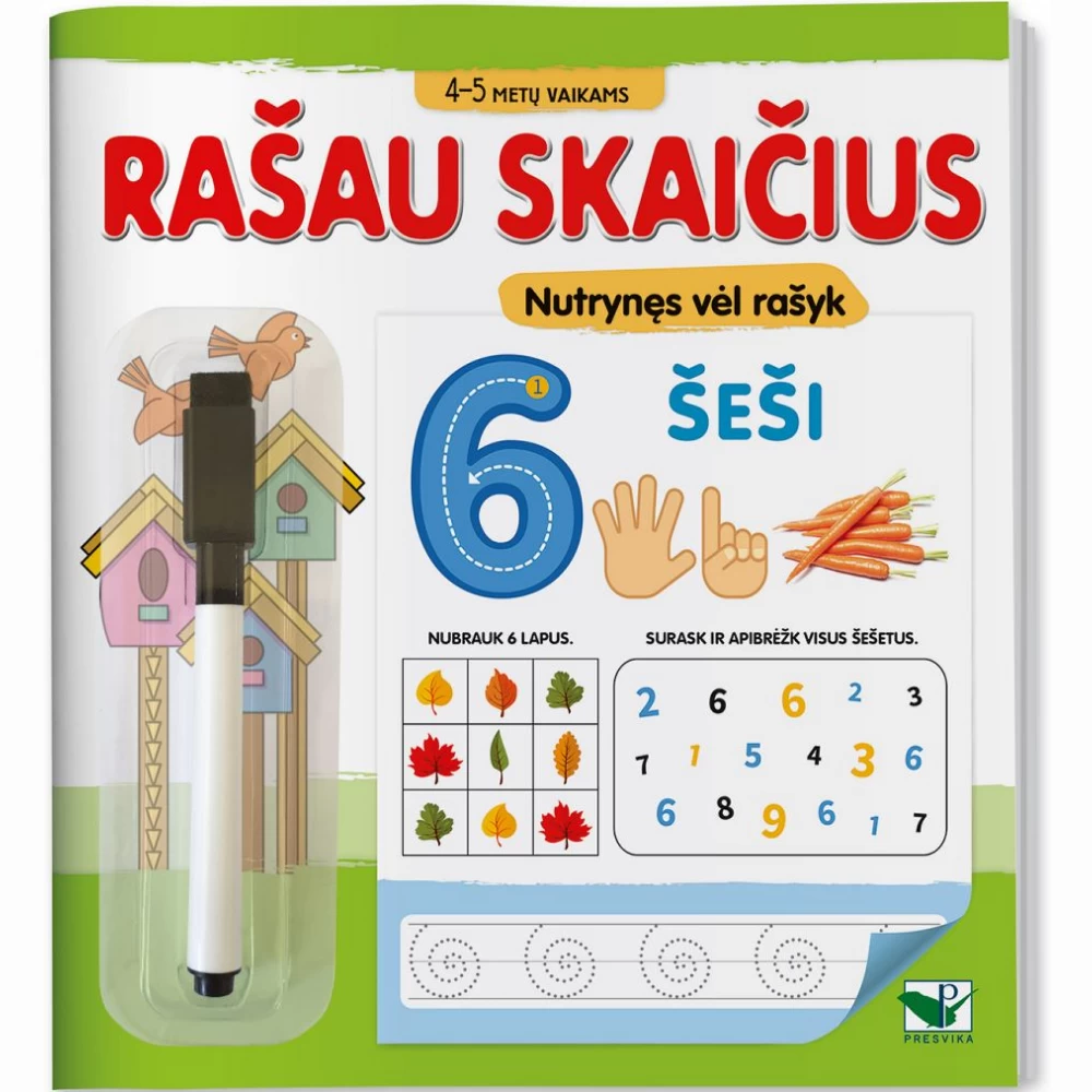 Rašau skaičius.4-5m.vaikams. Nutrynęs vėl rašyk. Su flomasteriu