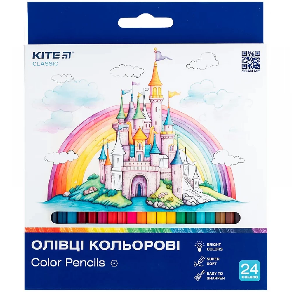 Spalvoti pieštukai šešiabriauniai, Kite Classic K-051, 24 sp. Spalvoti pieštukai šešiabriauniai, Kite Classic K-051, 24 sp.