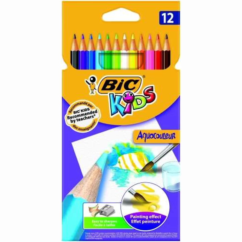 Akvareliniai pieštukai BIC 12 spalvų Akvareliniai pieštukai BIC 12 spalvų
