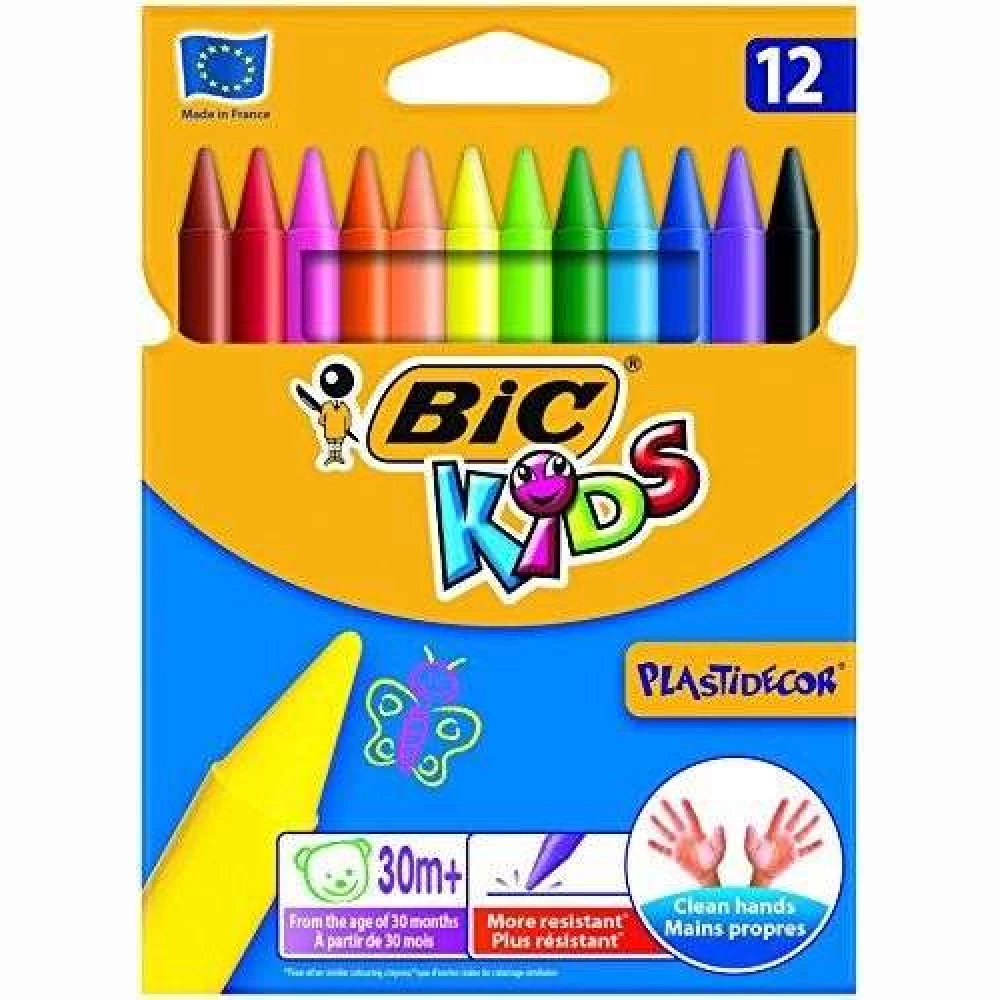 Spalvotos kreidelės BIC PLASTIDECOR 12 spalvų Spalvotos kreidelės BIC PLASTIDECOR 12 spalvų