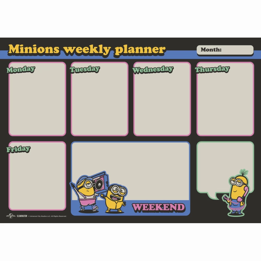 Minions A4 savaitės planuoklis Minions A4 savaitės planuoklis