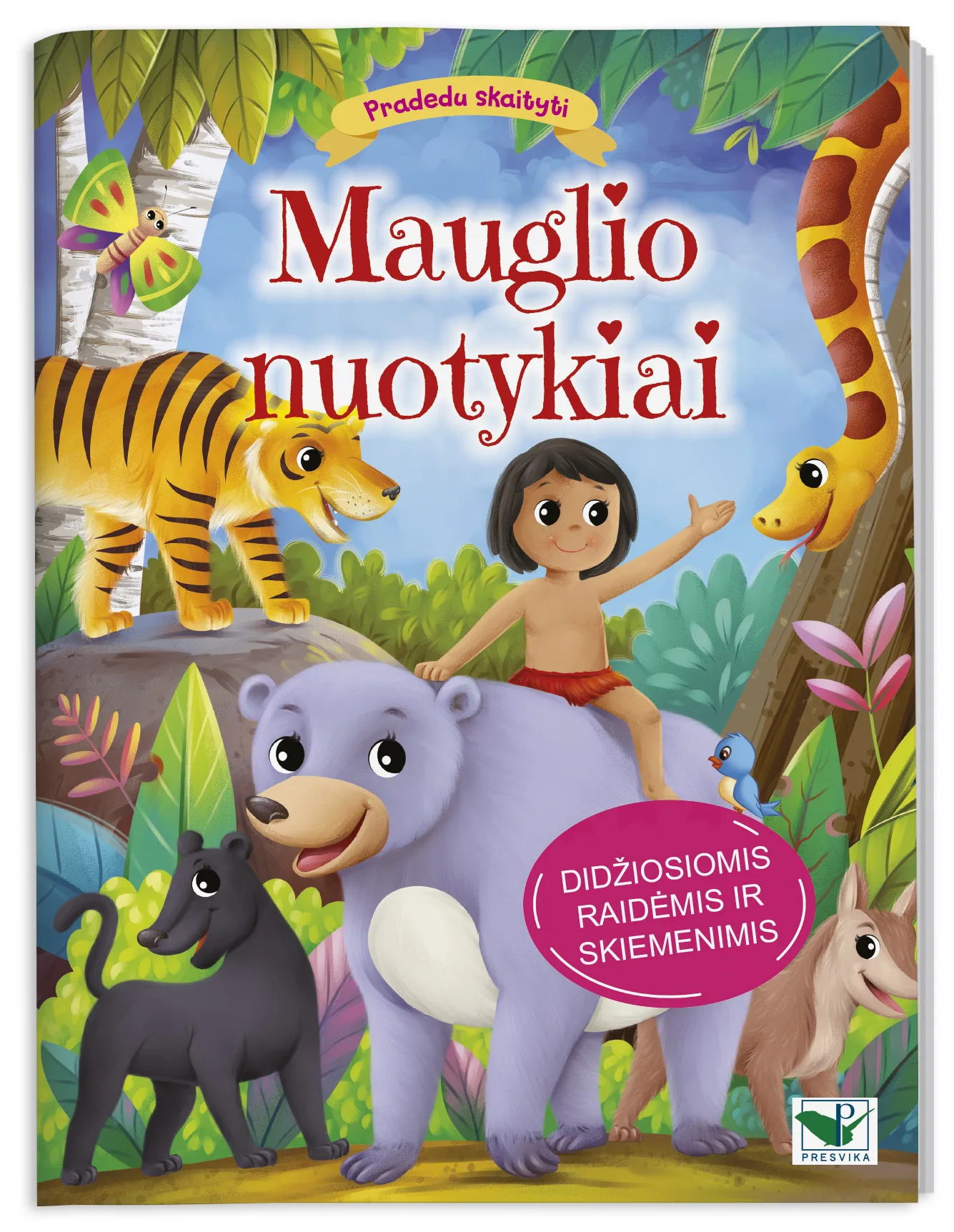 Pradedu skaityti. Mauglio nuotykiai. Didžiosiomis raidėmis ir skiemenimis