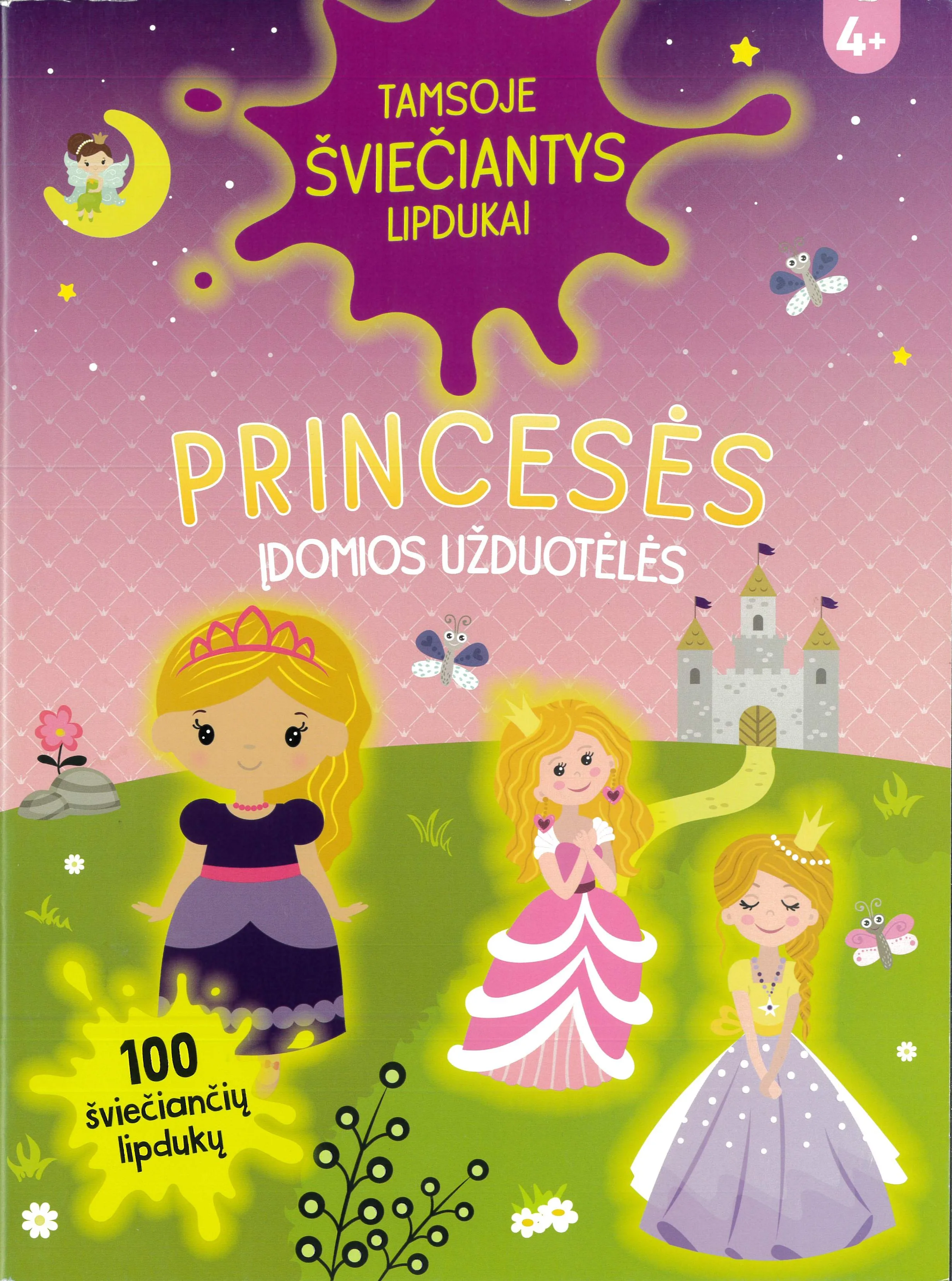 Princesės. Įdomios užduotėlės. Tamsoje šviečiantys lipdukai
