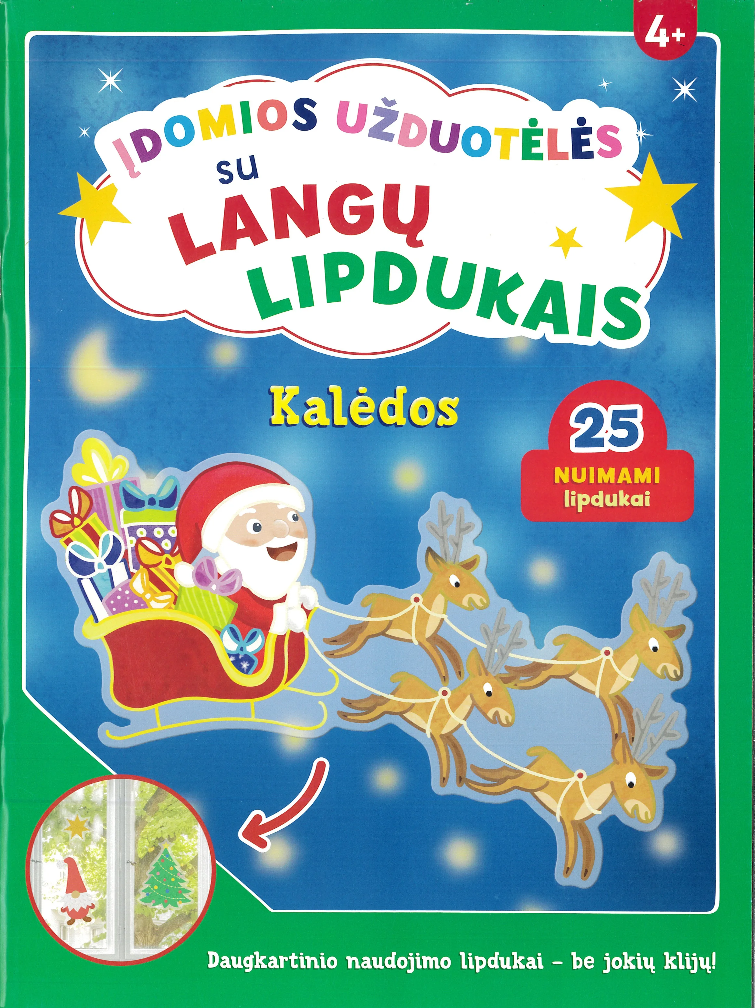 Kalėdos. Įdomios užduotėlės su langų lipdukais
